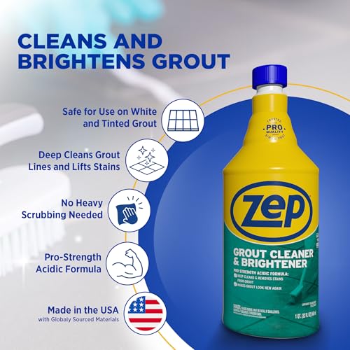 Zep Grout Cleaner and Brightener 32oz - Deep Stain Removal, Made in USA, Pack of 1