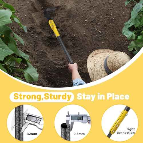 Garden Hoe Tool, 63 Inch L Shaped Hoe Garden Tools with Adjustable Long Handle for Weeding, Loosening Soil,Trenching, Heavy Duty Crack Crevice Weeding Hoe Hand Garden Tools for for Gardening Planting