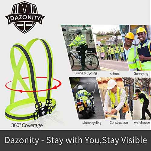 Dazonity High Visibility Safety Vest,Lightweight,Adjustable & Elastic Vest,Hi Vis Reflective Strips, Fit for Men & Women, Construction,Cycling, Runnning, Surveyor, (Yellow)