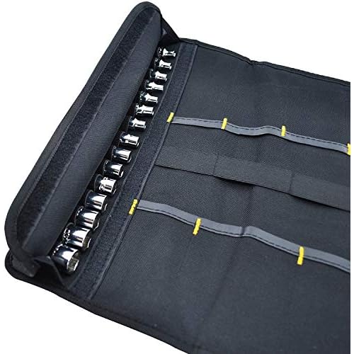 Canvas Tool Roll Up Bag Organizer with Pouches for Wrenches,Screwdrivers,Sockets,Durable Storage Pouch Ideal for Electricians,HVAC Technicians,Plumbers,Carpenters,Mechanics