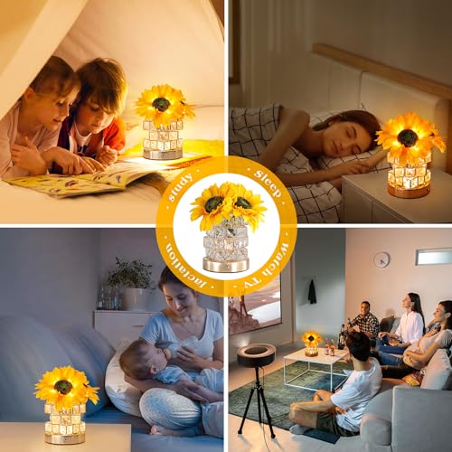 Sunflowers Flower Lamp - Cordless Touch Table Lamp with 3 Light Modes for Gifts & Decor