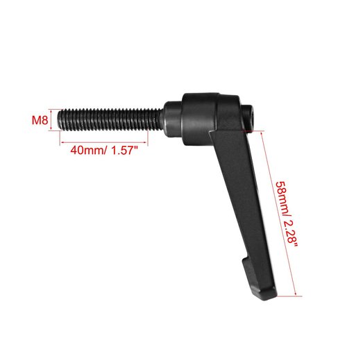 uxcell M8x40mm Handle Adjustable Clamping Lever Thread Push Button Ratchet Male Threaded Stud Knobs Locking Rotating Screw Handles Quick Release Bolt Black 2pcs