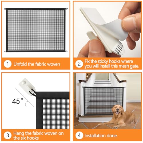 Cupount 29x38 Inch Mesh Dog Gate for House, Stairs & Doorways, 29"H x 38"W