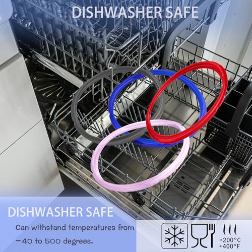 Beaquoei 4-Pack 6 Qt Instant Pot Silicone Sealing Ring + 4 Float Valves - Colorful Gasket Set Fits Duo/Plus 6, Ultra 6, Lux 6, Smart 6