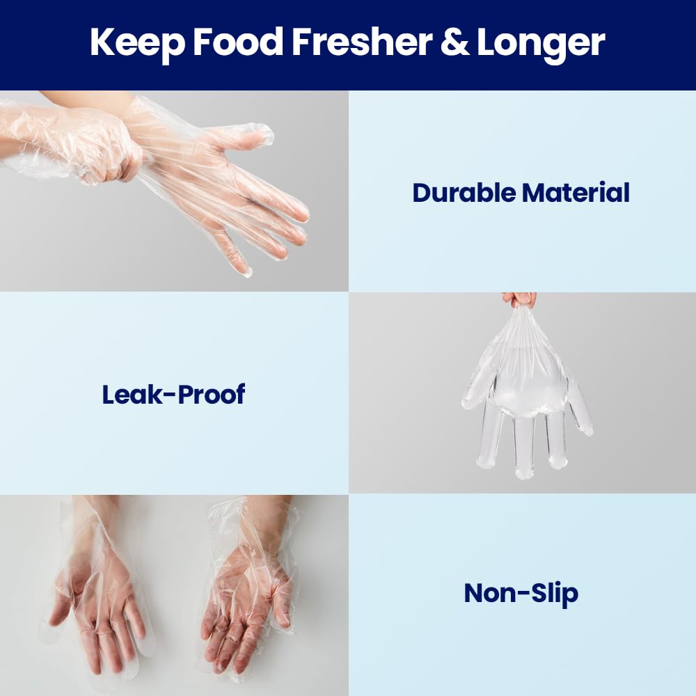 CLEANWRAP Disposable Gloves - LDPE, BPA FREE (1,000 Piece) - Mothers Day Gifts for Mom I Food Service & Clean Plastic Gloves Disposable, Korean, Clean Vinyl Glove
