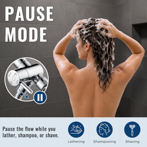 G-Promise Chrome Solid Metal High-Flow Shower Diverter Valve with Pause Function