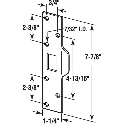 Prime-Line U 9476 Maximum Security Latch Strike, 1-1/4 In. x 7-7/8 In., Steel, Chrome Plated (Single Pack)