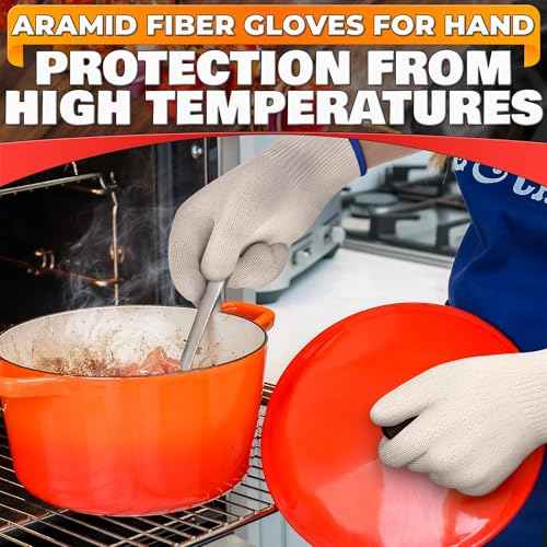 Heat Resistant Gloves for Cooking & Grilling ? Aramid Oven Mitts Gloves with Fingers, Short-Term Hand Protection up to 932¡ÆF and Secure Grip for Baking, Fryer, and BBQ