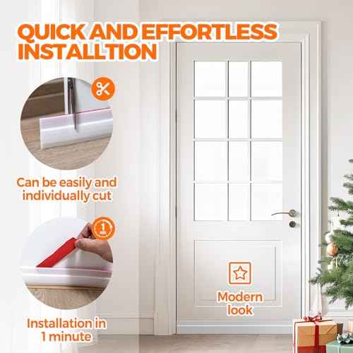 Holikme Door Draft Stopper Under Door Draft Blocker Insulator Doors Sweep Weather Stripping Noise Stopper Strong Adhesive, White