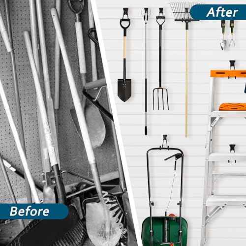 Slatwall Hooks Black 20Pack Firmly and Durable Slatwall Accessories,Perfect for Organizing Garden Tools and Heavy Duty Tools and Garage Hooks Organize Your Space Efficiently