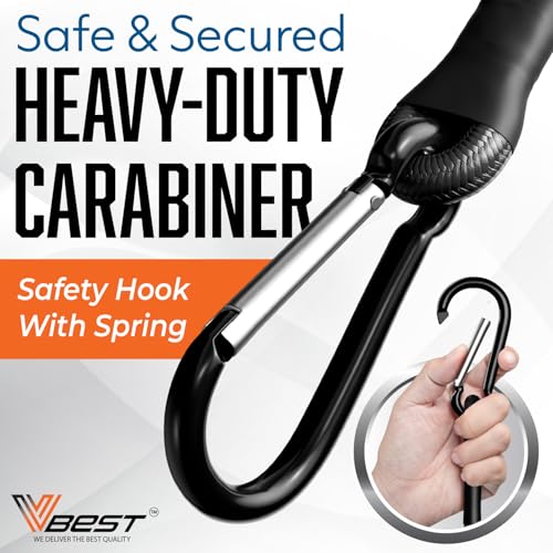 Heavy Duty Bungee Cords with Carabiner Hooks - 6 Pack Outdoor & Cargo Use