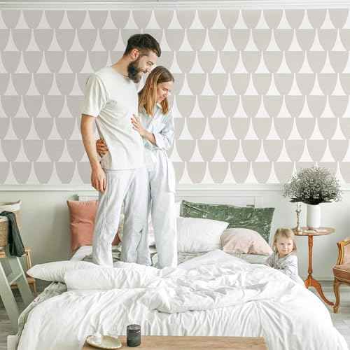 MelunMer Taupe Geometric Peel and Stick Wallpaper Boho Contact Paper Modern Self Adhesive Removable Wallpaper for Bathroom Waterproof Drawers Contact Paper for Cabinets Bedroom Wall Decor 17.3"¡¿78.7"