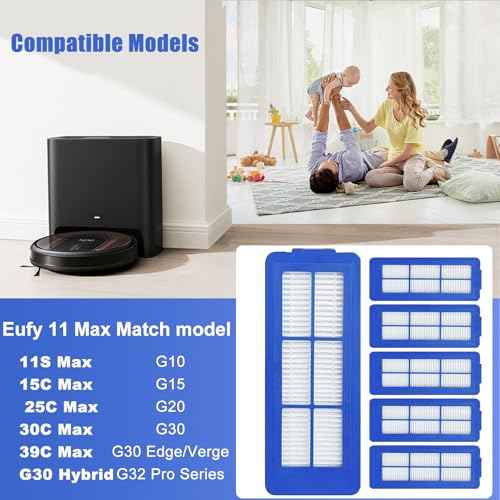6 Pcs Replacement HEPA Filters for Eufy 11S Max 15C Max, 30C Max,39C Max,G30 Edge, G30 Hybrid Vacuum Cleaner Spare Filters Sets, Blue