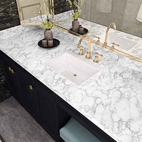 Livelynine Marble White Contact Paper for Countertops Peel and Stick Countertop Self Adhesive Wallpaper Waterproof Kitchen Counter Top Covers Marble Vinyl Wrap for Desk Covering 15.8x78.8