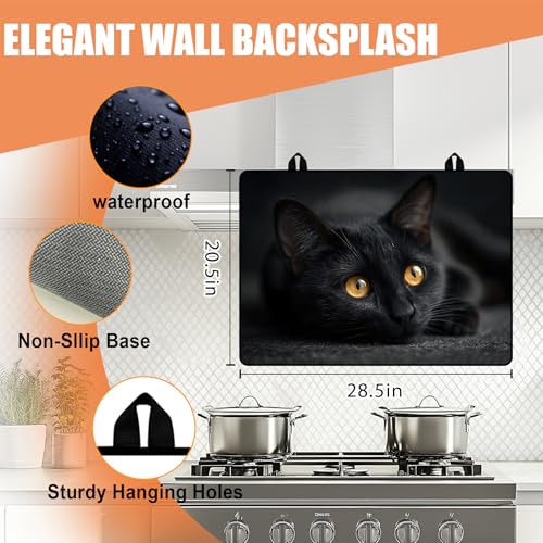 Seewan 28" x 20" Anti-Slip Electric Stove Top Cover (Cat) - Heat-Resistant Cooktop Protector