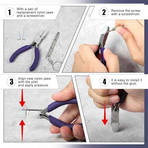 SPEEDWOX 3.5 Inches Flat Nose Plier Nylon Jaw Pliers with a Pair of Replacement Nylon Jaws and a Screwdriver Wire Wrapping Tool Jewelry Making Tool Mini Wire Straightener Wire Bending Jig