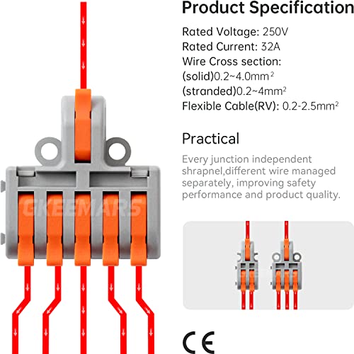 GKEEMARS Grey 26Pcs Wire Splicing Connectors Kit for 2, 3 & 5 Circuits