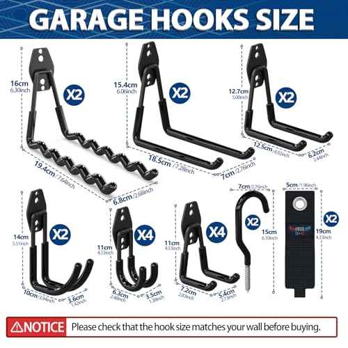 3-H Garage Wall Hooks 20 Pack, Garage Hooks Heavy Duty with Extra Welding Spots, Garage Organizer for Garden, Lawn, Chairs, Ladders, Weed Eater, Shovel(Black?)