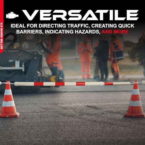 ABN 6PCS Expandable Cone Bar - Reflective Safety Cone Bars, Lightweight Traffic Barricade for Parking Lots, Road Construction, Expandable Safety Cone Bars, Expands 3.7-6.5 Feet