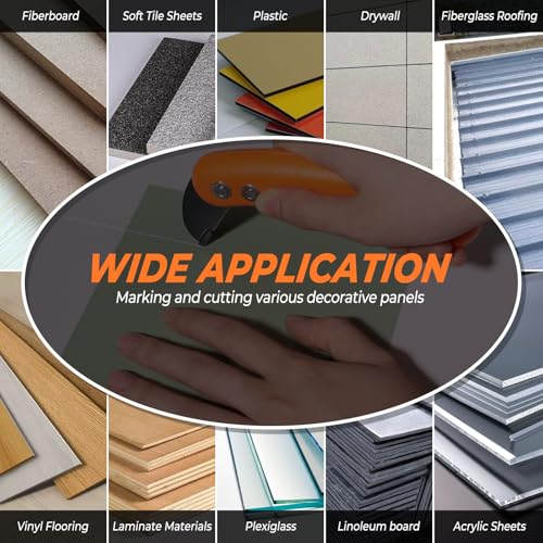 Carbide Scoring Cutter Knife & 1PCS Replacement Blade,for Fiberboard Laminate Vinyl Flooring Cutting,& Linoleum,Plexiglass,Acrylic,Plastic,Styrene and Soft Tile Sheets Scoring Cutting