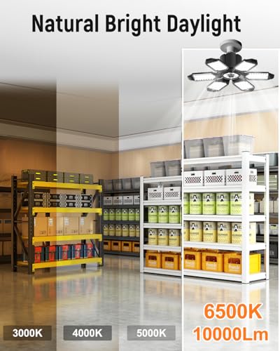 Adiding 6+1 Panel LED Garage Ceiling Light 2 Pack 20000LM 6500K Daylight