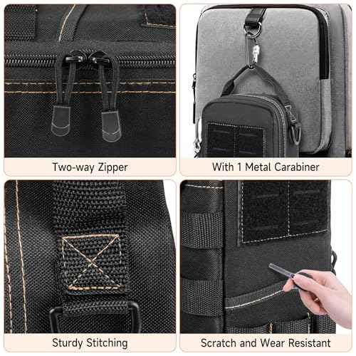Heavy Duty Small Tool Bags for Men with Carabiner,Tactical Tool Pouch Bag,Portable Utility Tools Storage Organizer Case with Shoulder Strap for EDC,Motorcycle,Camping, Road Trip, Electricians,Black