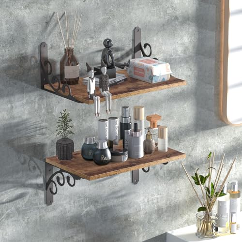 IARTOPS 7.75-inch Heavy Duty Metal L Shelf Brackets for 8-10 Inch Boards, 6 Pack, Black, Rustic Wall Mount DIY Shelving