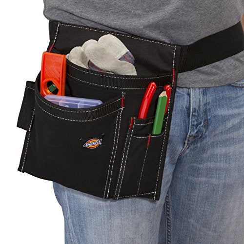 Dickies Black 5-Pocket Single Side Tool Belt Pouch Work Apron - Adjustable Canvas