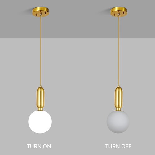 ZVXREZLD Modern Gold Pendant Light Hanging Fixture Light for Kitchen Island,Mid Century White Globe Glass One Light Pendant Lighting for Dinning Room Living Room Bedroom Entryway(3-Pack)