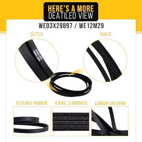 PartsBroz WE03X29897 Dryer Belt Drive fits GE/Whirlpool/Kenmore (WE12M29) 89.5in, 30pk