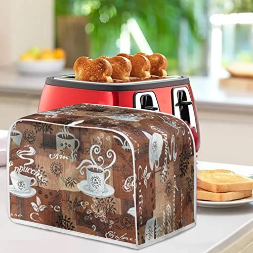 JEOCODY Two-Slice Coffee Theme Toaster Cover with Handle – Wide Slot, Dust Protection