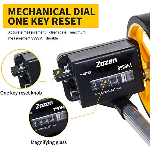 Zozen 6-Inch Measuring Wheel in Meters, Telescopic Calibrated