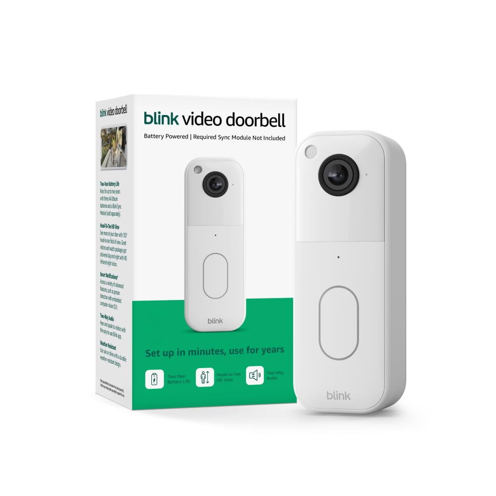 Blink Video Doorbell Add-on, White, with 1-Year Plus Plan