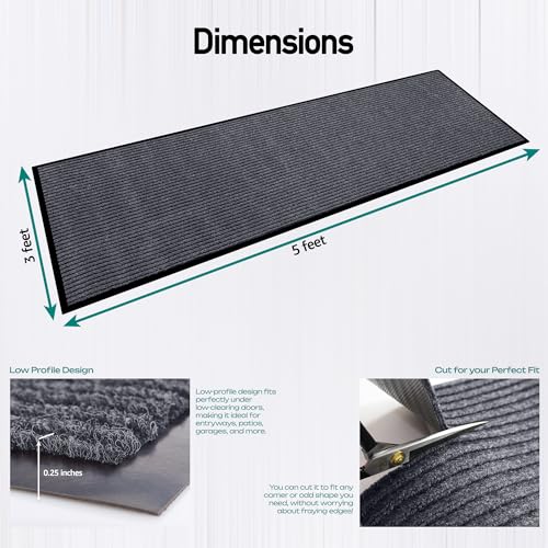 MaxMat Grey 3x5 ft Heavy Duty Commercial Indoor Outdoor Floor Mat