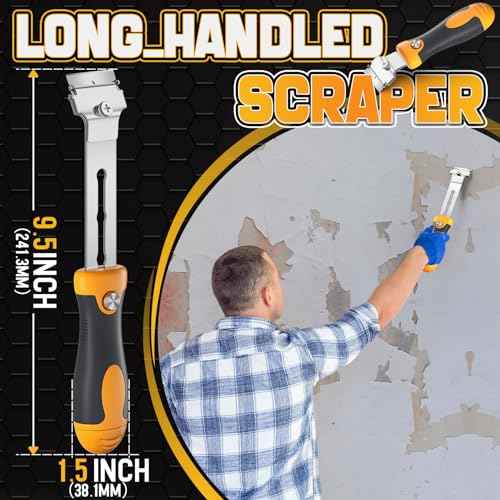 DIYSELF Razor Blade Scraper 12Pack Glass Scraper Oven Scraper for Cleaning Razor Scraper for Floors Glass Stove Top Scraper Window Scraper Includes Extendable Handle and 10 Extra Blades