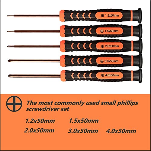 Small Phillips Screwdriver Set,TECKMAN 5 Piece Repair Tools Kit for Steam Deck with 1.2mm,1.5mm,2.0mm,3.0mm,4.0mm The Most Commonly Used Phillips Screwdrivers