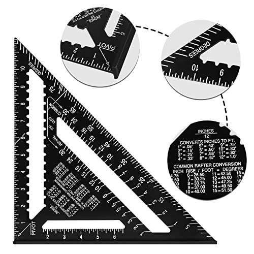 Aluminum 12-inch Rafter Square Professional Carpenter Measuring