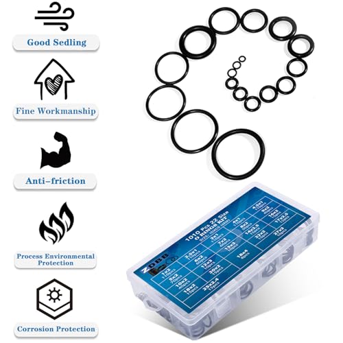 ZDBB 1010Pcs Rubber O Rings Kit - Universal Seal Assortment for Plumbing & Automotive, Variation 1010
