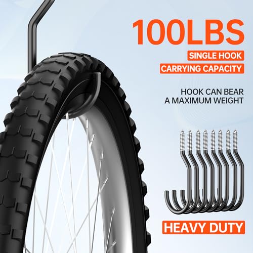 GURADESIGN 8-Pack Heavy Duty Bike Hooks for Garage Wall & Ceiling - 100 LBS Capacity
