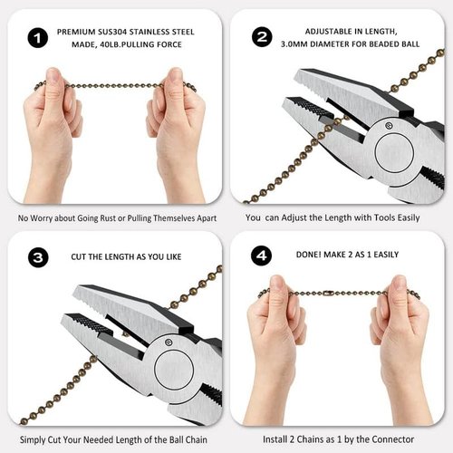 4pack Pull Chains for Ceiling Fans and Lights, 12" Fans and Light Pattern Pull Chain Extension,Bronze