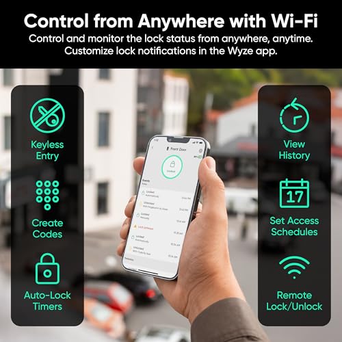 Wyze Auto-Lock Bolt v2 Fingerprint Smart Lock with Wi-Fi, Deadbolt & Backup Keys