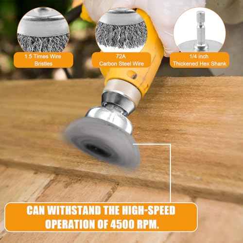 6Pcs Wire Brushes for Cleaning Rust, Small Wire Brush, Wire Wheel for Drill Steel Brush for Cleaning with Nylon, Brass, Stainless Steel, and Carbon Steel Bristles - 7-Inch Handle & 1/4-Inch Hex Shank