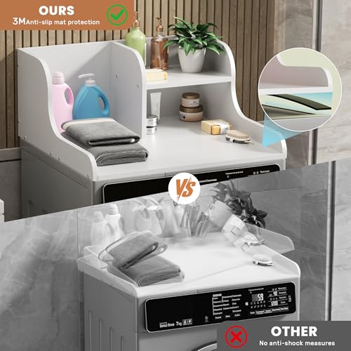 DTK White Single Washer Countertop with Shelf - Laundry Organizer & Drying Surface