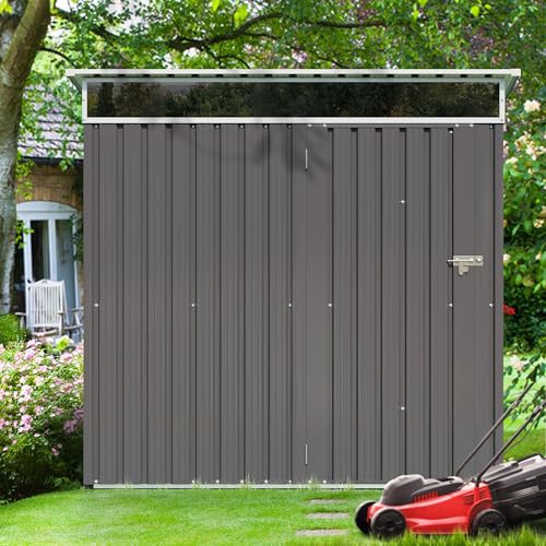 Shintenchi Steel Gray 6x4 FT Outdoor Storage Shed with Lockable Door