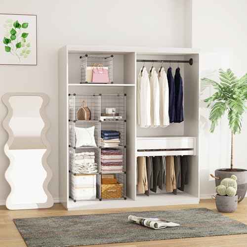 C&AHOME Wire Cube Storage, 9 - Cube Organizer Metal C Grids, Modular Shelves Units, Closet Organizer, Ideal for Home, Office, Living Room, 36.6¡±L x 12.4¡±W x 48.4¡±H, Silver Gray UWCS3009G