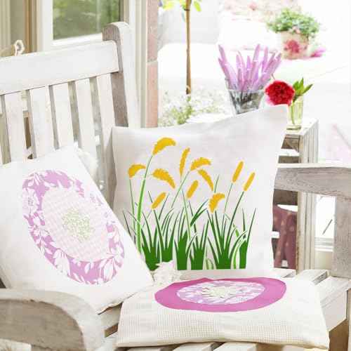 FINGERINSPIRE 4 PCS Grass Painting Stencil with 1 Pc Plastic Paint Brush Reusable 4 Styles Reusable Grass Drawing Template Plants Theme Grasses Pattern Stencil for Painting on Wall Wood Furniture