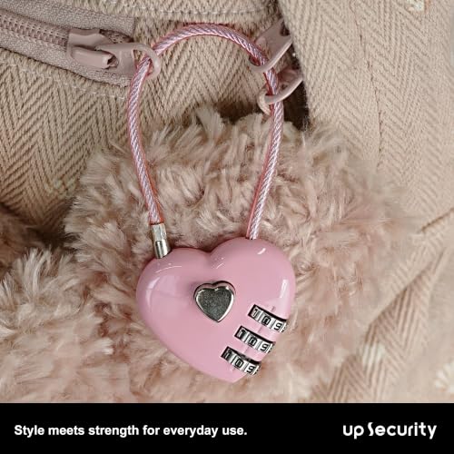 UP Security Pink 2-Pack 5-inch Cable Combination Locks for Luggage & Gym Locker