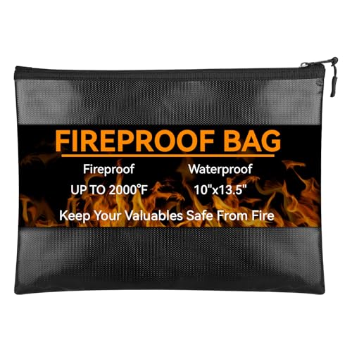 Fireproof Waterproof Document Money Bag 10x13.5in for Emergency Protection