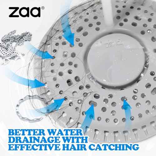 zaa Shower Drain Hair Catcher, 2 Pack Premium Silicone Drain Protector & Shower Drain Cover, Shower Installation Kits for Flat Drains of Shower Room, Bathroom, Gray