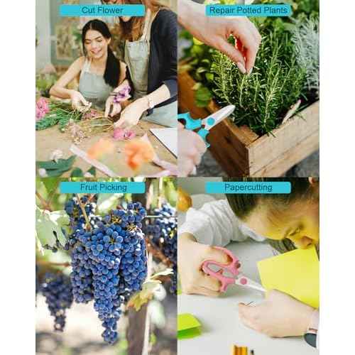 Flower Scissors - 4 Pcs Stainless Steel Flower Shears, Garden Plant Floral Shears for Fresh Flowers Stems (Blue, Green, Pink, Violet)